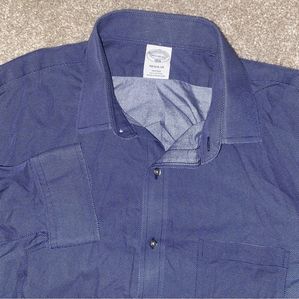 Brooks Brothers Regular Non Iron Cotton Shirt 1818 Men XL Blue 16.5-32/33 Preppy